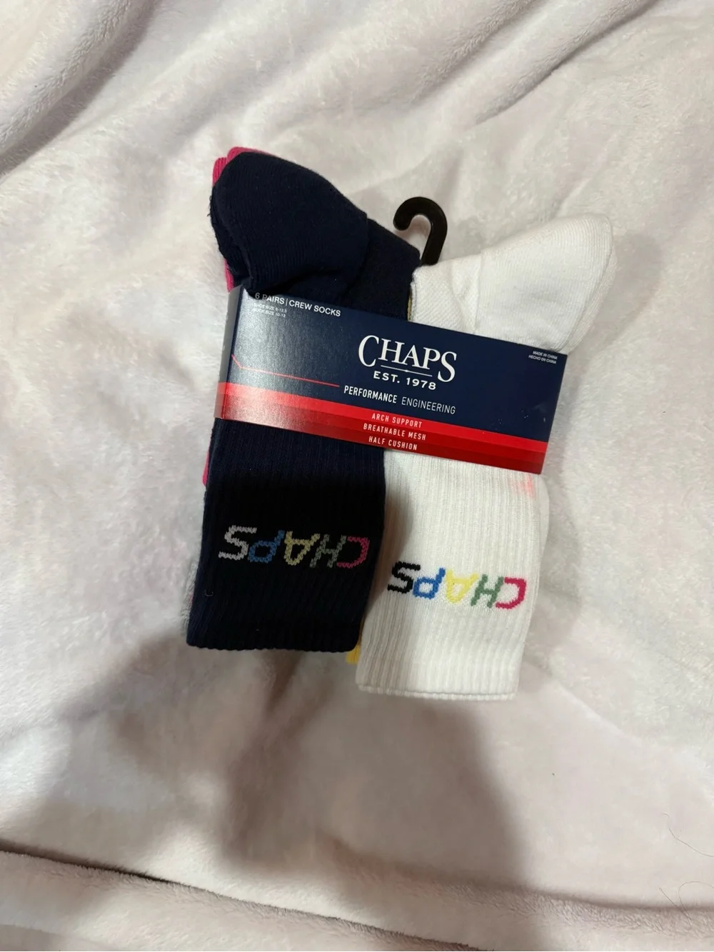 Chaps Men's Crew Socks - Multicolored with Multicolor Logo - Shoe size 10-12